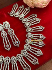 White Tone American Diamond Neckpiece-Boho-G3291