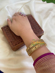 Silk Thread Kada Kundan Bangle -Gold Brown -G6081