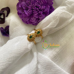 Premium AD Stone Toe Rings -Tilak-Green -G7586
