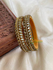 Silk Thread Kada Kundan Bangle -White-G6084