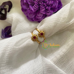 Premium AD Stone Toe Rings -String -Red- G7585