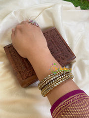 Silk Thread Kada Kundan Bangle -White-G6084