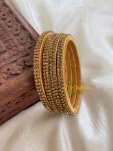 Thin Silk Thread Kundan Bangle -Gold-G6085