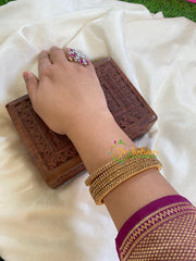 Thin Silk Thread Kundan Bangle -Gold-G6085