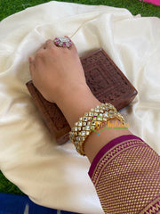 Silk Thread Kada Kundan Bangle -White- G6088