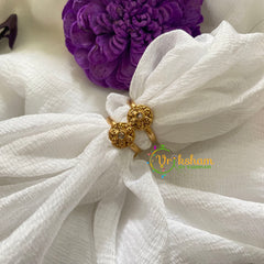 Premium AD Stone Toe Rings -White Flower-G7579