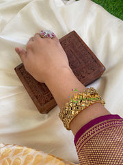 Silk Thread Kada Kundan Bangle -Gold Brown- Dice-G6125