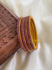Thin Silk Thread AD Stone Bangle -Pink- G6104