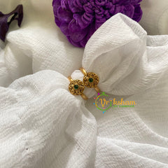 Premium AD Stone Toe Rings -Green Flower -G7577