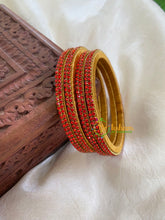 Thin Silk Thread AD Stone Bangle -Red- G6105