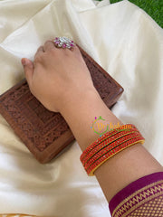 Thin Silk Thread AD Stone Bangle -Red- G6105