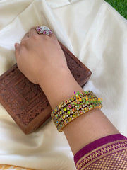 Thin Silk Thread Kundan Bangle -Rainbow- Dice and Dots -G6106