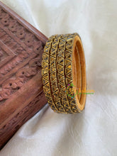 Thin Silk Thread Kundan Bangle -Brown- Triangles -G6107