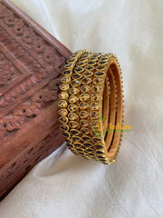 Thin Silk Thread Kundan Bangle -Brown- Triangles -G6107