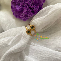 Premium AD Stone Toe Rings -Floral Green -G7571