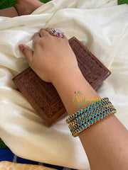 Thin Silk Thread Kundan Bangle -Light Blue - Petal- G6109