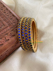 Thin Silk Thread Kundan Bangle -Ink Blue -Petal-G6110