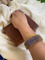Thin Silk Thread Kundan Bangle -Ink Blue -Petal-G6110