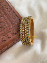 Thin Silk Thread Kundan Bangle -White-Dice- G6111