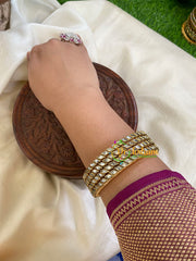 Thin Silk Thread Kundan Bangle -White-Dice- G6111