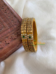 Silk Thread Kada Kundan Bangle -Brown Green- G6123