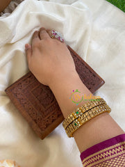 Silk Thread Kada Kundan Bangle -Brown Green- G6123