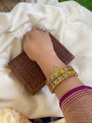 Kada Kundan Bangle -Gold Brown and White -G6112
