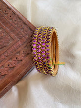 Thin Silk Thread Kundan Bangle -Purple -Petal -G6113