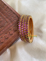 Thin Silk Thread Kundan Bangle -Purple -Petal -G6113