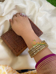 Thin Silk Thread Kundan Bangle -Gold White-Petal-G6115