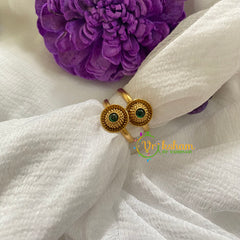 Premium AD Stone Toe Rings -Amaranthus Flower-Green-G7561