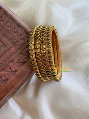 Thin Silk Thread Kundan Bangle -Gold Brown-Petal-G6116