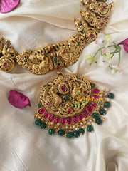 Gold Look Alike 1 gm Short Neckpiece-Peacock Paisley-G4320