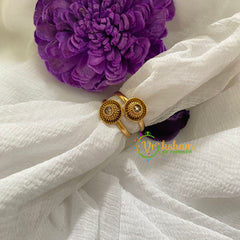 Premium AD Stone Toe Rings -Amaranthus Flower-White-G7559