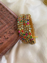 Multicolor Kada Kundan Bangle -Dice Flower-G6119
