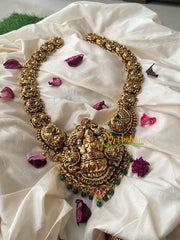 Antique 1 gm Gold Lakshmi Temple Haram-G4376