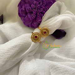 Premium AD Stone Toe Rings -Round -Red-G7555