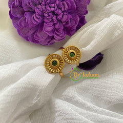 Premium AD Stone Toe Rings -Round- Green -G7553