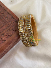Silk Thread Kada Kundan Bangle -White- Geometric-G6126