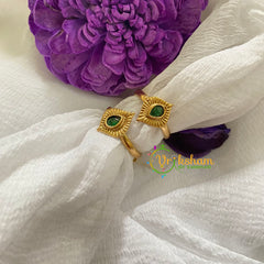 Premium AD Stone Toe Rings -Small Tilak- Green-G7539