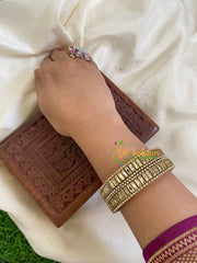 Silk Thread Kada Kundan Bangle -White- Geometric-G6126