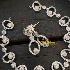 White Tone American Diamond Choker Short Neckpiece -G6599