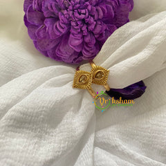 Premium AD Stone Toe Rings -Eye Tilak - White-G7549'