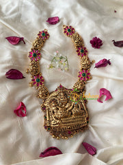 Antique Vishnu Lakshmi 1 gm gold Temple Neckpiece-G4325