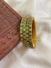 Silk Thread Kada Kundan Bangle -Green White-G6128