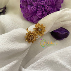 Premium AD Stone Toe Rings -Flower-White-G7552