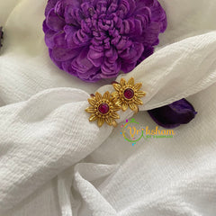 Premium AD Stone Toe Rings -Sunflower-Red-G7534