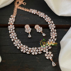 Rose Gold American Diamond Short Neckpiece -G6598