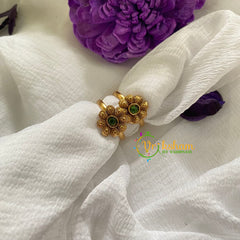 Premium AD Stone Toe Rings -Spiked Flower-Green-G7533
