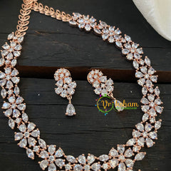 Rose Gold American Diamond Short Neckpiece -G6598